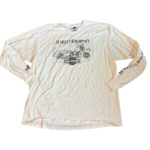 Mens XXL Harley Davidson Long Sleeve White Shirt Chattahoochee Fort Benning‎ EUC